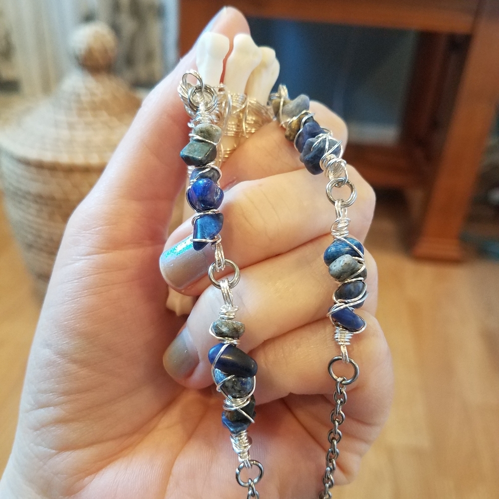 Coyote Foot Bone Sodalite Wrapped Choker - Picture 5 of 12